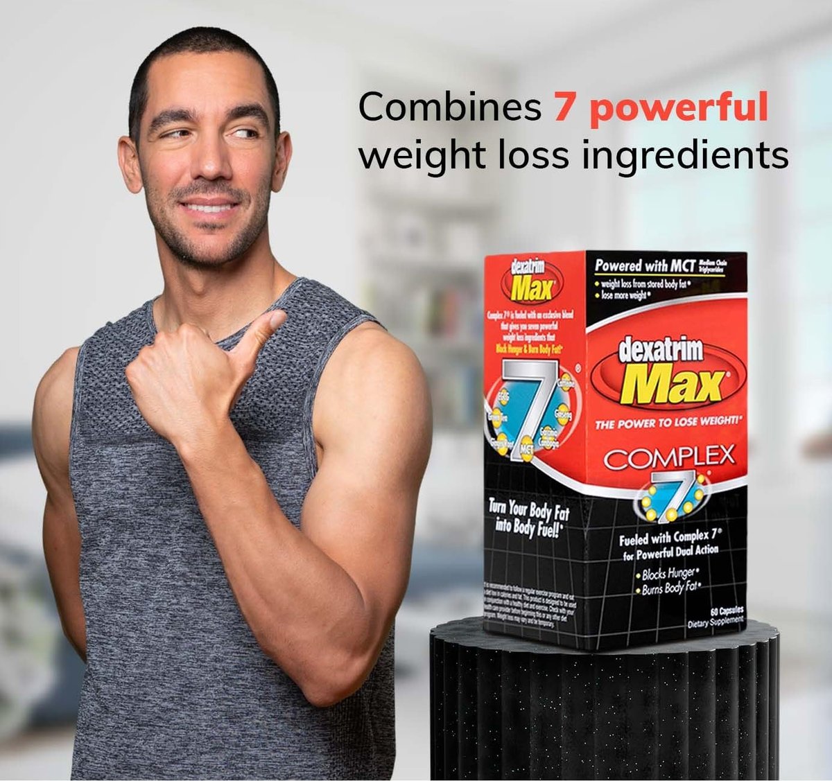 ILIOS Dexatrim Max Appetitzügler zur Gewichtsabnahme – 1 Packung Abnehmpillen für Frauen und Männer, Fatburner-Supplement zur Reduzierung des Hungergefühls, Komplex-7-Formel, 60 Kapseln