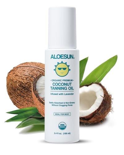 ALOESUN Bio Kokosöl Bräunungsspray mit Bio Lavendelöl – Natürlicher Bräunungsbeschleuniger, Feuchtigkeitsspendend, Nicht Fettend, Vegan & Tierversuchsfrei, Reisegröße 100 ml