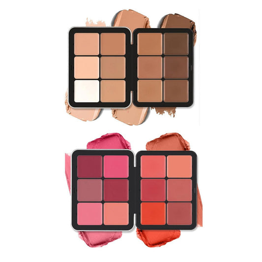 12-Farben Concealer-Palette & 12-Farben Rouge-Palette – Full Coverage Makeup-Set für Augenringe & Highlighter