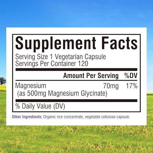 Innate Vitality Magnesium Glycinat 500mg | 70mg Elementares Magnesium – Hoch absorbierbar, nicht gepuffert, vegan & glutenfrei – 120 Kapseln
