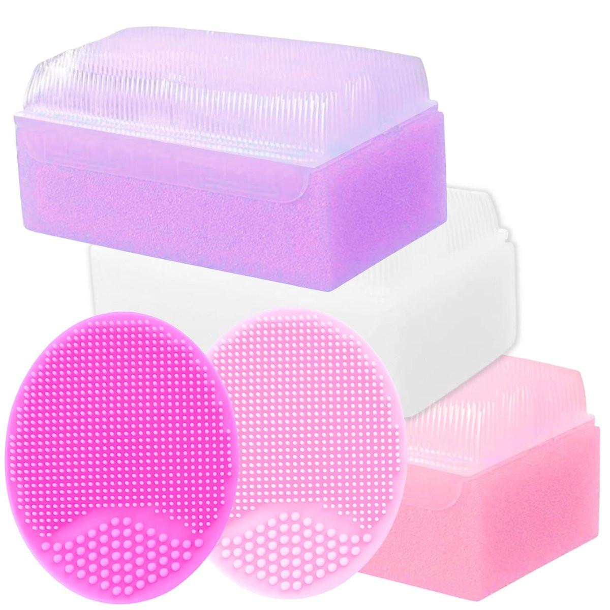 Baby-Kopfbürste und Schwamm-Set – Bade-Essentials für Neugeborene | Milchschorf-Kamm | Baby-Badeschwämme (5er-Pack, Pink)
