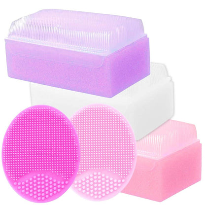 Baby-Kopfbürste und Schwamm-Set – Bade-Essentials für Neugeborene | Milchschorf-Kamm | Baby-Badeschwämme (5er-Pack, Pink)