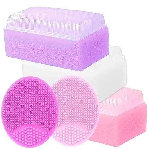 Baby-Kopfbürste und Schwamm-Set – Bade-Essentials für Neugeborene | Milchschorf-Kamm | Baby-Badeschwämme (5er-Pack, Pink)