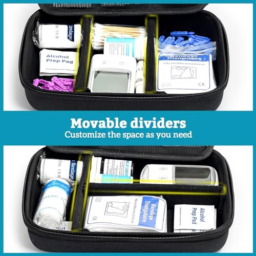 ProCase Diabetiker-Zubehör Hartschalen-Reisetasche, Aufbewahrungstasche für Blutzuckermessgerät, Insulinpen, Teststreifen, Spritzen, Nadeln und mehr - Schwarz