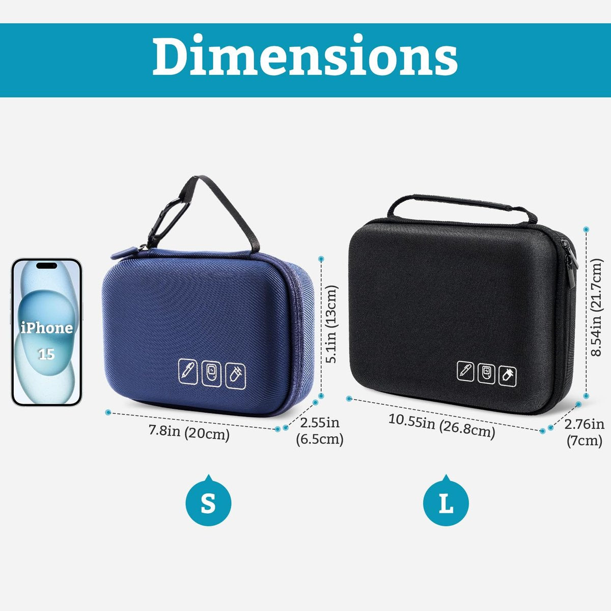 ProCase Diabetiker-Zubehör Hartschalen-Reisetasche, Aufbewahrungstasche für Blutzuckermessgerät, Insulinpen, Teststreifen, Spritzen, Nadeln und mehr - Schwarz
