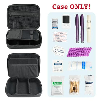 ProCase Diabetiker-Zubehör Hartschalen-Reisetasche, Aufbewahrungstasche für Blutzuckermessgerät, Insulinpen, Teststreifen, Spritzen, Nadeln und mehr - Schwarz