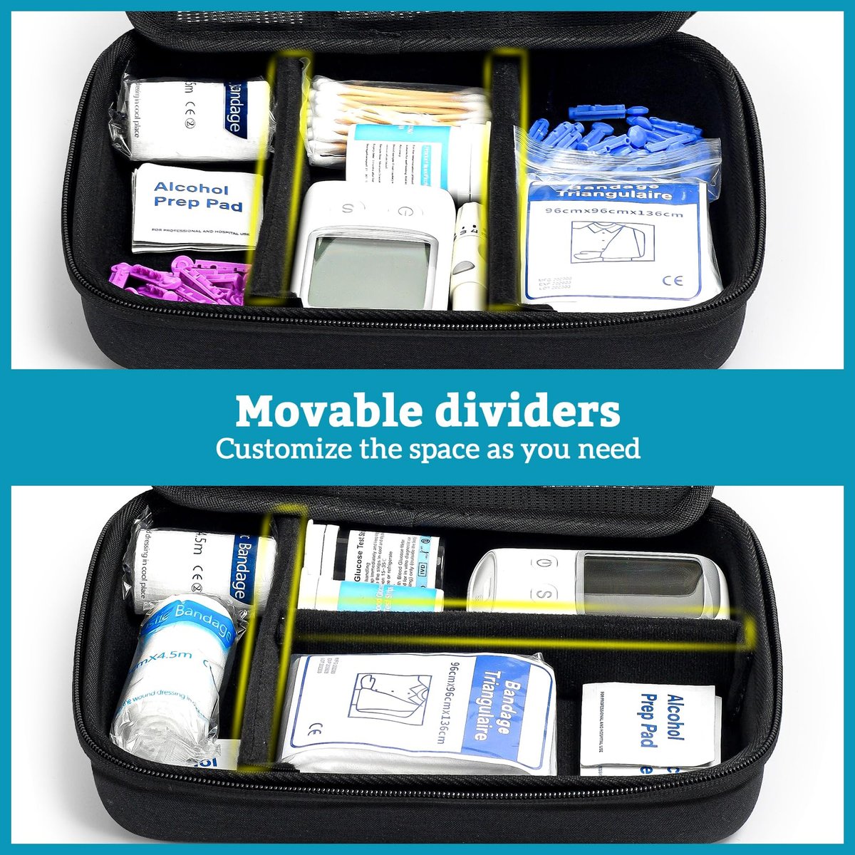 ProCase Diabetiker-Zubehör Hartschalen-Reisetasche, Aufbewahrungstasche für Blutzuckermessgerät, Insulinpen, Teststreifen, Spritzen, Nadeln und mehr - Schwarz