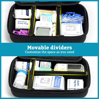 ProCase Diabetiker-Zubehör Hartschalen-Reisetasche, Aufbewahrungstasche für Blutzuckermessgerät, Insulinpen, Teststreifen, Spritzen, Nadeln und mehr - Schwarz