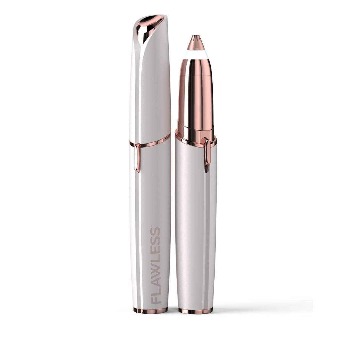 Finishing Touch Flawless Brows Elektrischer Augenbrauen-Haarentferner für Damen mit LED-Licht – Schmerzfreie & sofortige Haarentfernung (Weiß)