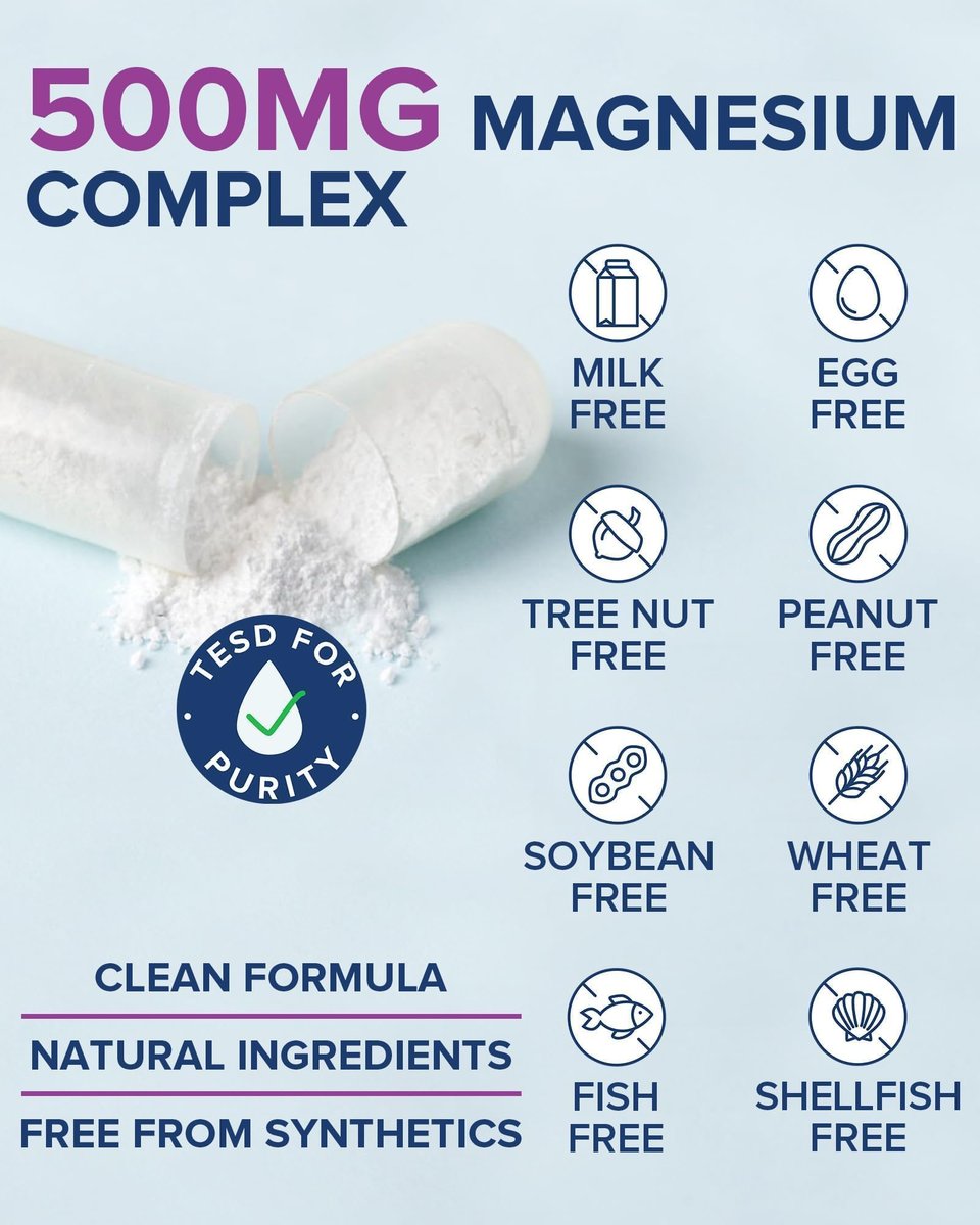 Terranics 5-in-1 Magnesium Complex 500mg – 5 Formen Hochabsorbierendes Magnesiumglycinat, Citrat, Malat, Aspartat, Gluconat für Schlaf & Herzgesundheit – Non-GMO, 120 vegane Kapseln