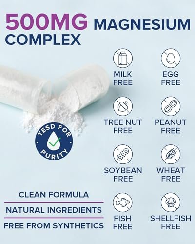 Terranics 5-in-1 Magnesium Complex 500mg – 5 Formen Hochabsorbierendes Magnesiumglycinat, Citrat, Malat, Aspartat, Gluconat für Schlaf & Herzgesundheit – Non-GMO, 120 vegane Kapseln