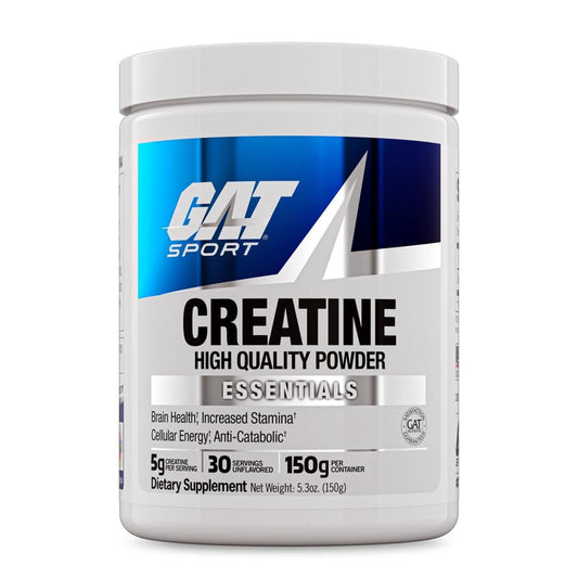 GAT SPORT Creatin-Monohydrat-Pulver, 150 Gramm, Kraft, Gehirngesundheit, GLP1-Unterstützung, Antioxidans, Ausdauer, für Männer & Frauen, 1 Monatsvorrat, ungewürzt (30 Portionen)
