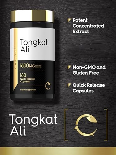 Carlyle Tongkat Ali | 180 Kapseln mit Schnellfreisetzung | Nicht-GVO und Glutenfrei