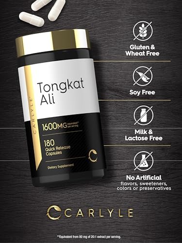 Carlyle Tongkat Ali | 180 Kapseln mit Schnellfreisetzung | Nicht-GVO und Glutenfrei