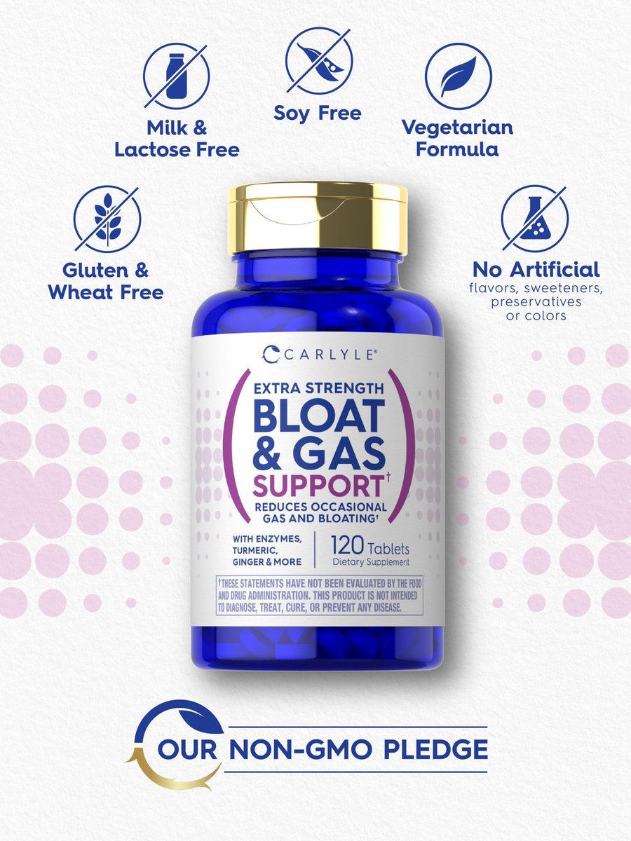 Carlyle Blähungen & Gas Unterstützung für Männer & Frauen | 120 Tabletten | Extra starke Kapseln | Nahrungsergänzungsmittel mit Enzymen, Kurkuma, Ingwer & mehr | Nicht-GVO & vegetarische Formel