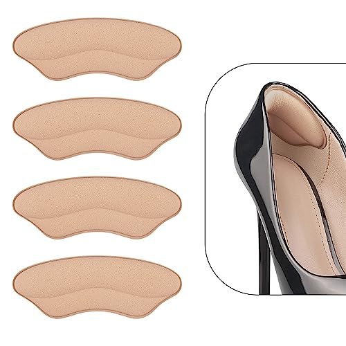 Fersenpolster für zu große Schuhe – 4 Paar Schaumstoff-Fersenkissen für Schmerzlinderung und engeren Sitz – Fersengriffe für Damen- und Herrenschuhe (Hellaprikose)