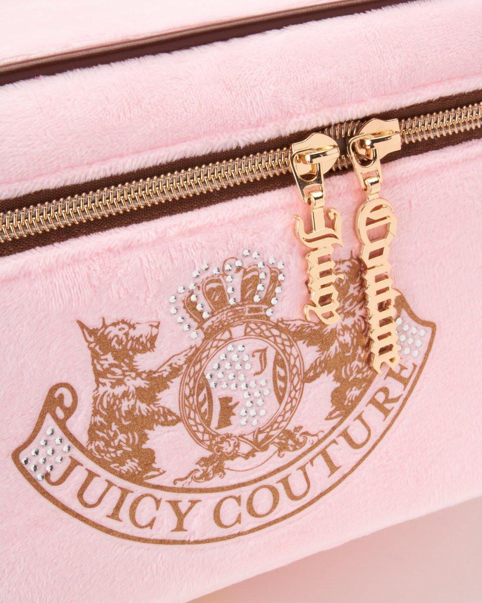 Juicy Couture Kosmetiktasche Pink – Make-up Organizer mit Gold-Details und Krone