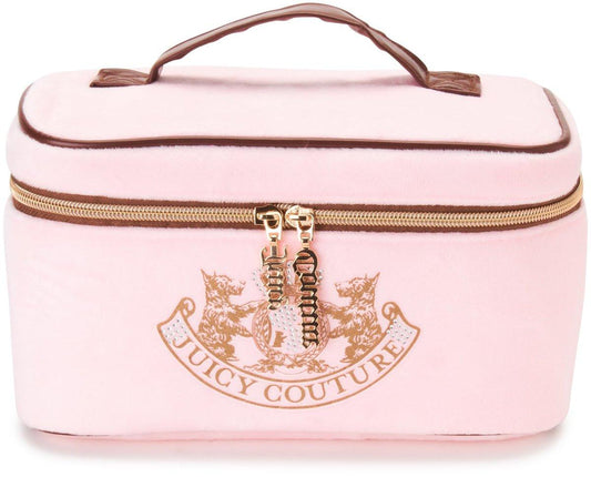 Juicy Couture Kosmetiktasche Pink – Make-up Organizer mit Gold-Details und Krone