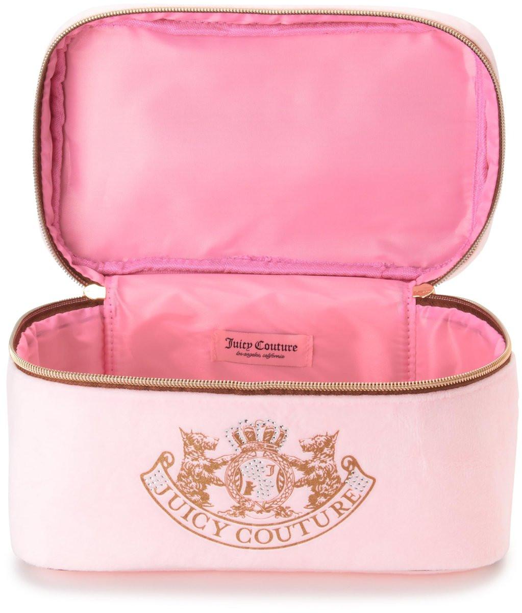Juicy Couture Kosmetiktasche Pink – Make-up Organizer mit Gold-Details und Krone