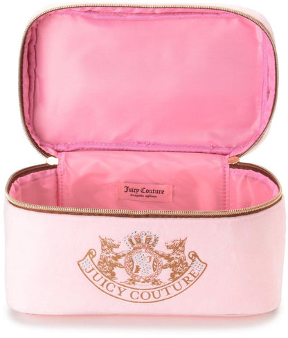 Juicy Couture Kosmetiktasche Pink – Make-up Organizer mit Gold-Details und Krone