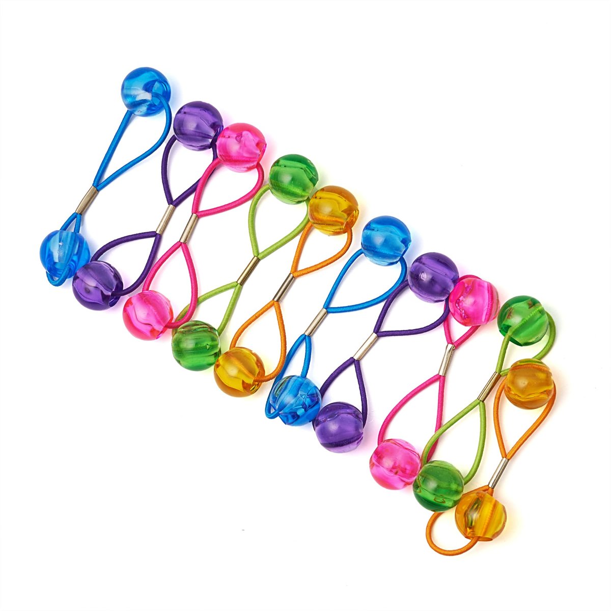 RED by Kiss 10 Stück 16mm Ball-Haargummis, Bubble-Zopfhalter für Kinder, Mädchen, Frauen, Babys & Kleinkinder, bunte elastische Haar-Accessoires mit Kugeln (Klare Mischung)