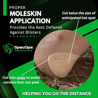 SpecOps Biosciences Dünnes Athletik-Moleskin - Von Kampfsanitätern Entwickelte Blasenprävention | Champion-Erprobtes Premium-Moleskin für Laufen, Wandern | 2" x 16 ft Rolle