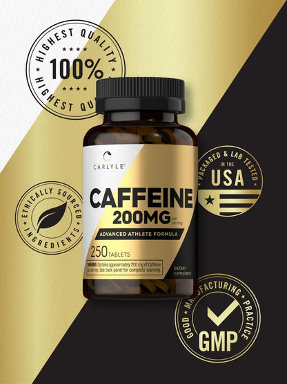 Carlyle Koffeintabletten 200 mg | 250 Tabletten | Fortschrittliche Athletenformel | Vegetarisch, Nicht-GVO & Glutenfrei