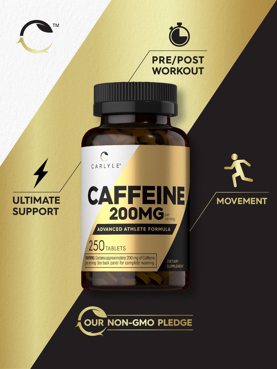 Carlyle Koffeintabletten 200 mg | 250 Tabletten | Fortschrittliche Athletenformel | Vegetarisch, Nicht-GVO & Glutenfrei