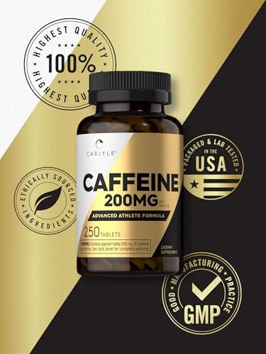 Carlyle Koffeintabletten 200 mg | 250 Tabletten | Fortschrittliche Athletenformel | Vegetarisch, Nicht-GVO & Glutenfrei