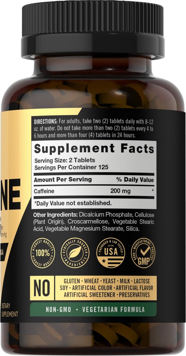 Carlyle Koffeintabletten 200 mg | 250 Tabletten | Fortschrittliche Athletenformel | Vegetarisch, Nicht-GVO & Glutenfrei