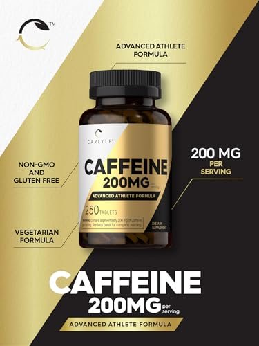 Carlyle Koffeintabletten 200 mg | 250 Tabletten | Fortschrittliche Athletenformel | Vegetarisch, Nicht-GVO & Glutenfrei