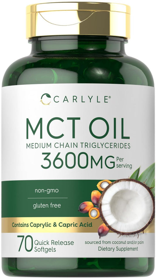 Carlyle MCT Öl Kapseln | 3600 mg | 70 Softgels | Keto Kokosnussöl | mit Capryl- und Caprinsäure | Nahrungsergänzungsmittel, Non-GMO, glutenfrei