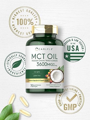 Carlyle MCT Öl Kapseln | 3600 mg | 70 Softgels | Keto Kokosnussöl | mit Capryl- und Caprinsäure | Nahrungsergänzungsmittel, Non-GMO, glutenfrei
