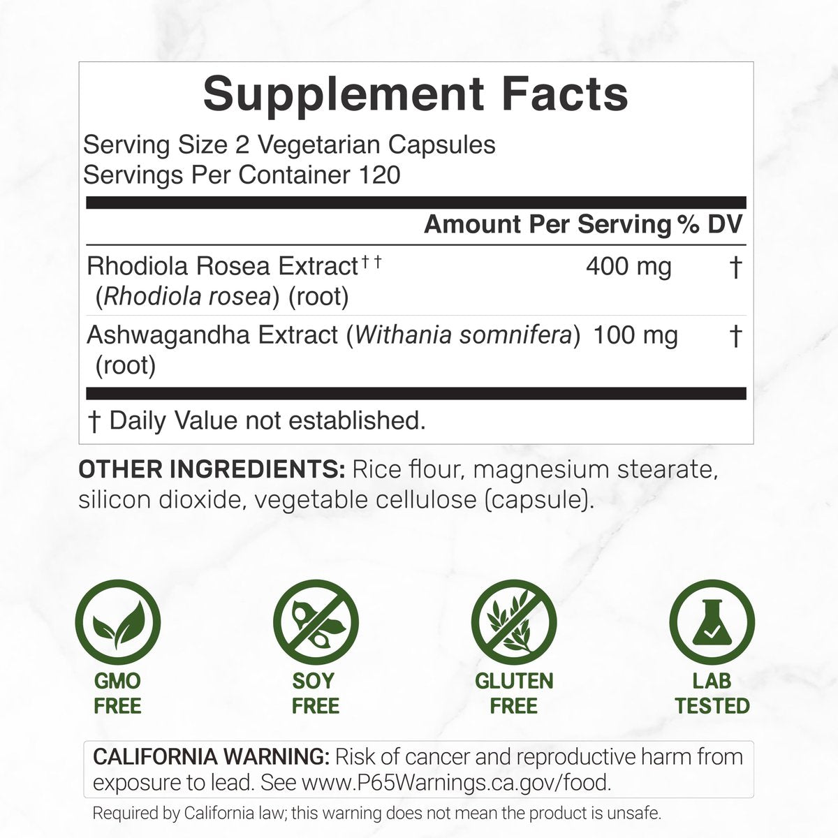 DEAL SUPPLEMENT Rhodiola Rosea mit Ashwagandha, 240 vegane Kapseln – Rhodiola Rosea Nahrungsergänzung – Rhodiola & Ashwagandha Mischung – Nicht-GVO