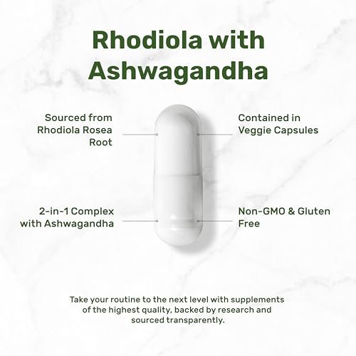 DEAL SUPPLEMENT Rhodiola Rosea mit Ashwagandha, 240 vegane Kapseln – Rhodiola Rosea Nahrungsergänzung – Rhodiola & Ashwagandha Mischung – Nicht-GVO