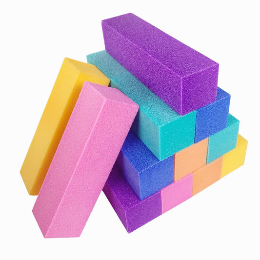 12er-Pack Nagelbuffer Blöcke für Acryl- und Naturnägel, 4-seitige Sanding Buffer für Gelnägel, Fingernagel-Polierfeilen Set, Professionelle Maniküre-Polierer Bulk Medium Körnung Mix Farbe