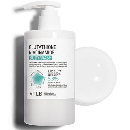APLB Glutathion-Niacinamid Duschgel | LIPO GLUTA NIAC CEN™ 5,3 % | 300 ml | Koreanische Hautpflege für sanfte Reinigung & langanhaltende Feuchtigkeit