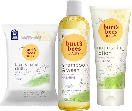 Burt's Bees Baby Geschenkset für Babypartys – Natürliche Baby-Pflege mit Lavendel, 3-teilig