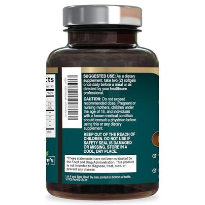 Omega 3 Fischöl Kapseln - 2400 mg Fischöl pro Portion - Dreifachstärke Omega-3 mit EPA & DHA - Natürliche Unterstützung für Herz, Gehirn & Immunsystem - Wild gefangen, in den USA abgefüllt - 180 Weichkapseln