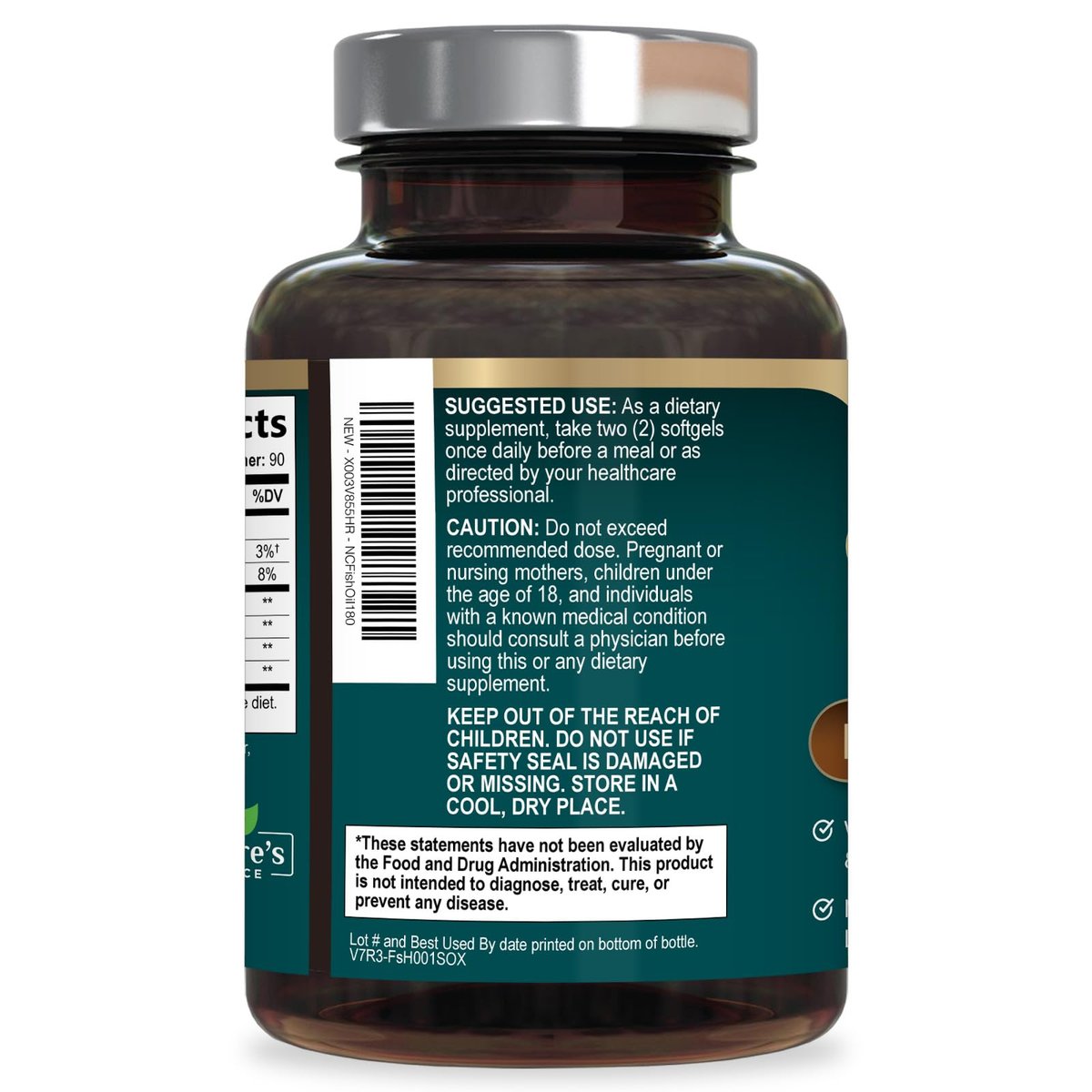 Omega 3 Fischöl Kapseln - 2400 mg Fischöl pro Portion - Dreifachstärke Omega-3 mit EPA & DHA - Natürliche Unterstützung für Herz, Gehirn & Immunsystem - Wild gefangen, in den USA abgefüllt - 180 Weichkapseln