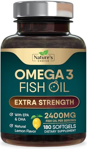 Omega 3 Fischöl Kapseln - 2400 mg Fischöl pro Portion - Dreifachstärke Omega-3 mit EPA & DHA - Natürliche Unterstützung für Herz, Gehirn & Immunsystem - Wild gefangen, in den USA abgefüllt - 180 Weichkapseln