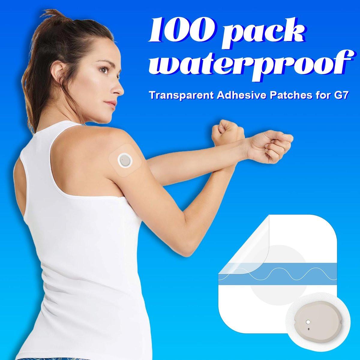 Wasserdichte G7 Overpatch-Folie für Dexcom G7 – 100 Stück, transparent, atmungsaktiv, hautfreundlich, bis zu 10 Tage Halt