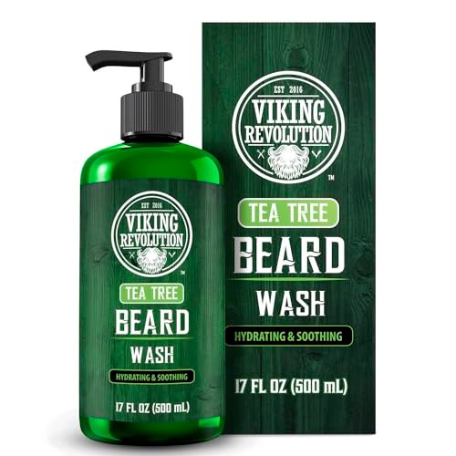 Viking Revolution Teebaumöl Bartwäsche für Männer mit Arganöl und Ginsengwurzelextrakt – Bartweichmacher und Stärkungsmittel Bartshampoo mit Olivenöl Bartpflege gegen Bartschuppen und Juckreiz (500 ml)