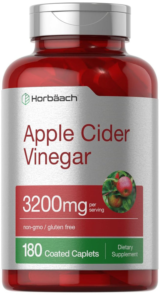 Horbäach Apfelessig Kapseln 3200mg | 180 Stück | Vegetarisch, Nicht-GVO & Glutenfrei Nahrungsergänzungsmittel