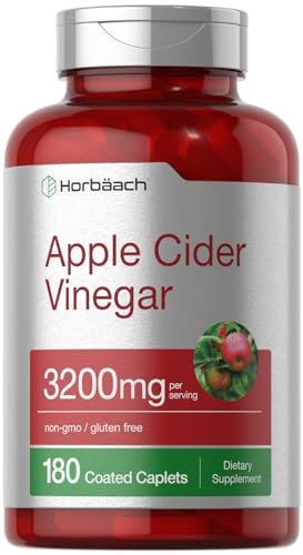 Horbäach Apfelessig Kapseln 3200mg | 180 Stück | Vegetarisch, Nicht-GVO & Glutenfrei Nahrungsergänzungsmittel
