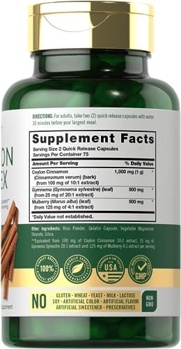 Carlyle Ceylon Zimt Komplex mit Gymnema und Maulbeere | 150 Kapseln | Non-GMO, Glutenfrei