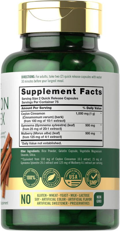 Carlyle Ceylon Zimt Komplex mit Gymnema und Maulbeere | 150 Kapseln | Non-GMO, Glutenfrei