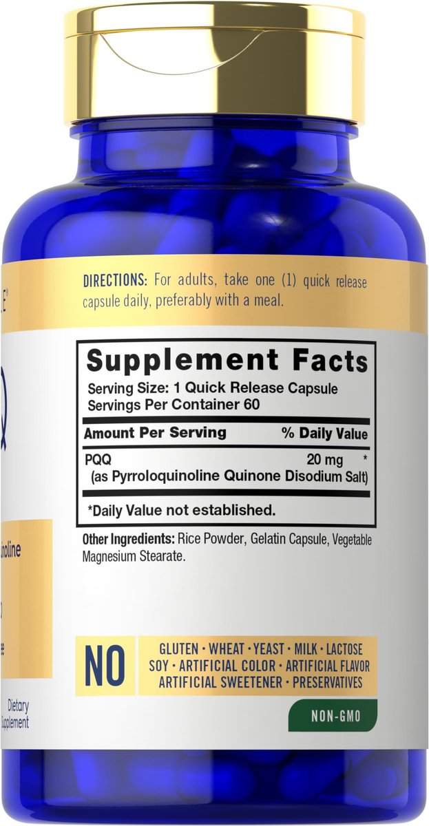 Carlyle PQQ Supplement 20 mg | 60 Kapseln | Non-GMO & Glutenfrei
