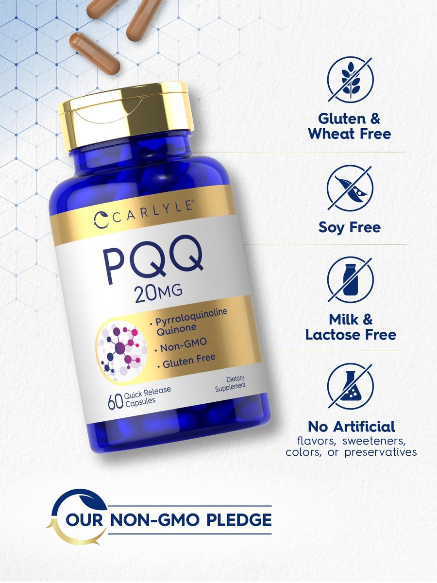 Carlyle PQQ Supplement 20 mg | 60 Kapseln | Non-GMO & Glutenfrei