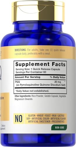 Carlyle PQQ Supplement 20 mg | 60 Kapseln | Non-GMO & Glutenfrei
